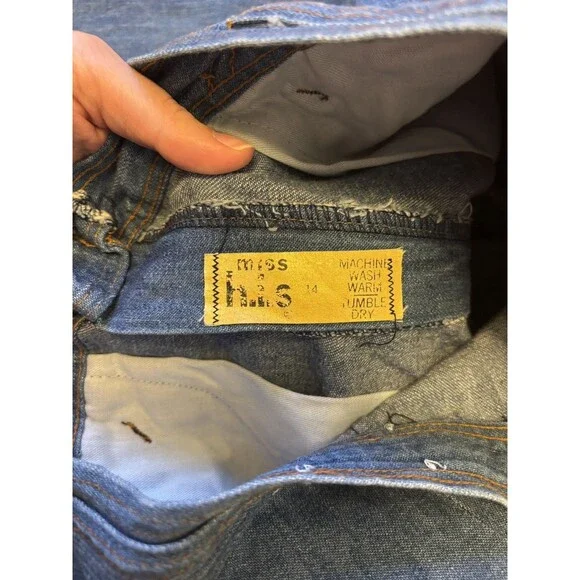 Vintage 70s miss h.i.s His Wide Leg Jeans Zipper Front High Rise Denim 28 X 35 - Picture 7 of 12